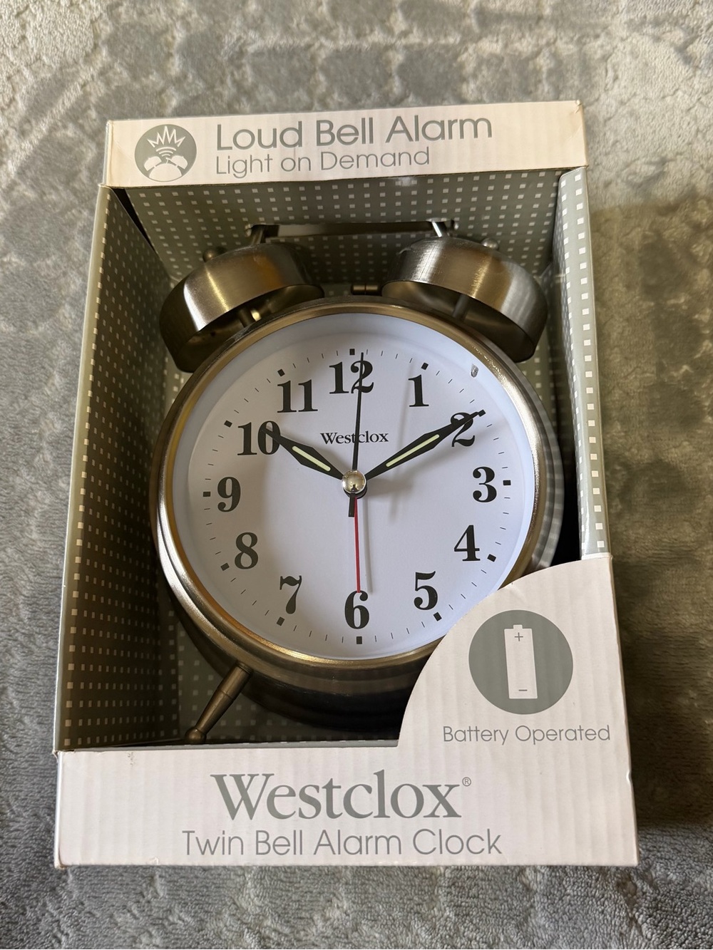 Westclox Silver Twin Bell Alarm Clock with Loud Bell